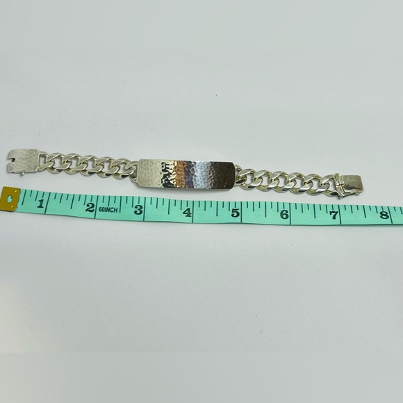 Georg Jensen Smithy Hammered Sterling Silver Link ID Tag Bracelet 590 C - Picture 12 of 12